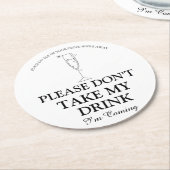 私の飲み物を飲まないで来くだ結婚さい ラウンドペーパーコースター (アングル)