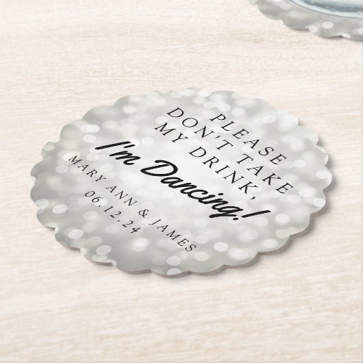 "私の飲み物"の結婚披露宴の銀取らないで下さい ペーパーコースター (アングル)