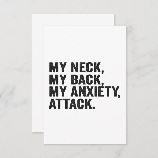 私の首は私の不安を攻撃する不安おもしろいを背中 サンキューカード (正面/裏面)
