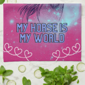 私の馬は私の世界マゼンダだ キッチンタオル (折り畳み)