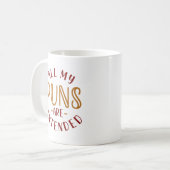 私の駄洒落は全て予定されている コーヒーマグカップ (正面左)