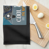 私の髪のカッコいいヒッピー猫にタキシード猫の高速道路の風 キッチンタオル (四つ折り)