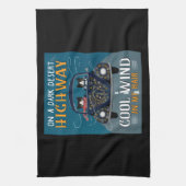 私の髪のカッコいいヒッピー猫にタキシード猫の高速道路の風 キッチンタオル (縦)