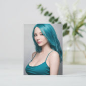 私の髪の色は私のシャツの色の女性と一致する ポストカード (スタンド正面)