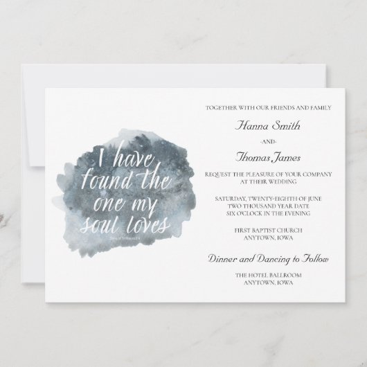 私の魂が聖書の聖句を愛している結婚のを見つけた 招待状 (正面)