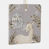 私の魂と良い冬の水の色の鹿 セラミックオーナメント (右)