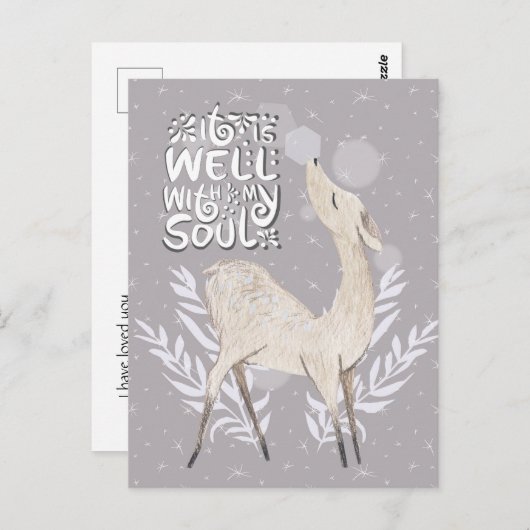 私の魂と良い冬の水の色の鹿 ポストカード (正面/裏面)