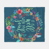 私の魂と賛美歌と引用文は良感動的い フリースブランケット (正面(横))