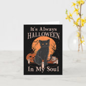私の魂のカボチャ猫のおもしろいでハロウィーンH カード (黄色い花)