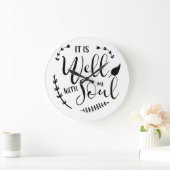 私の魂はキリスト教の聖書の引用文 ラージ壁時計 (ホーム)