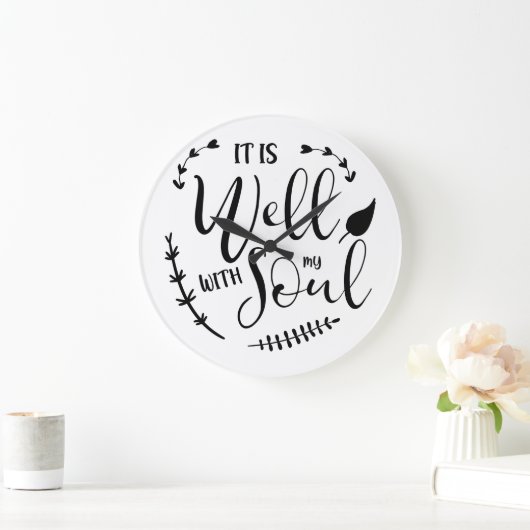 私の魂はキリスト教の聖書の引用文 ラージ壁時計 (ホーム)