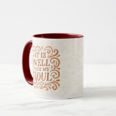 私の魂は安らか Typography マグカップ (正面左)