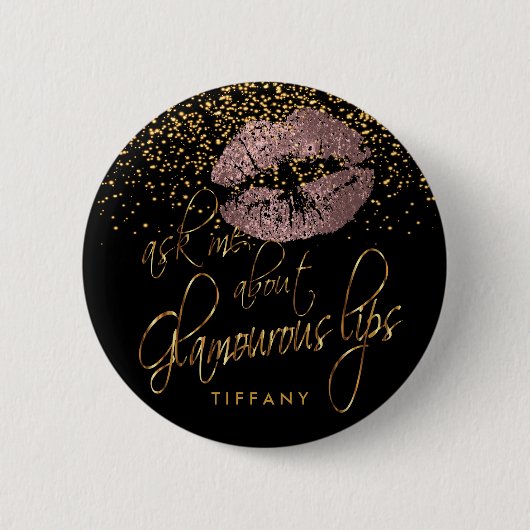 私の魅力的な唇について私に尋ねて下さい-上がりました挨りだらけ 缶バッジ (正面)