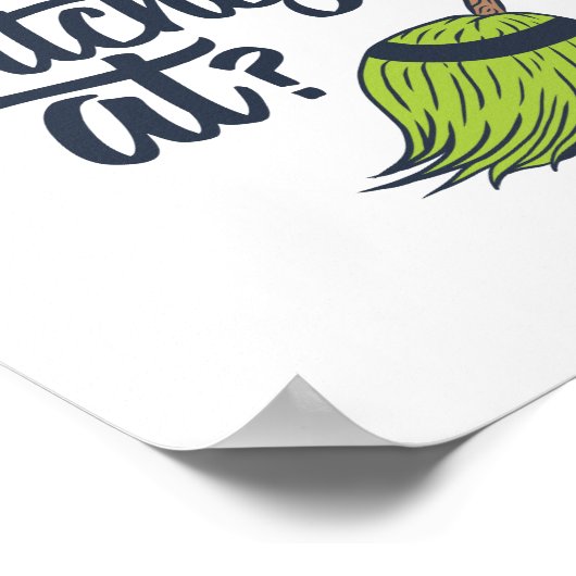 私の魔女が向かう面白いハロウィーンピンクフラミンゴ ポスター (角)