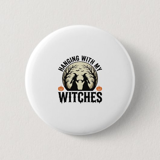 私の魔女たちとのハロウィンヴィンテージ デザイン ( 缶バッジ (正面)