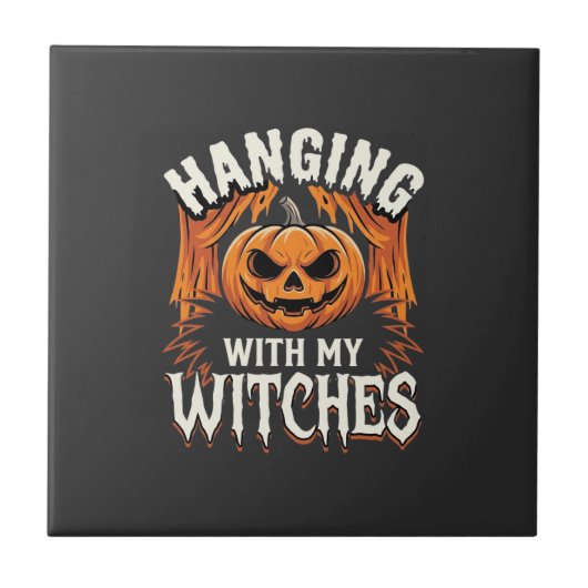 私の魔女たちとハロウィンのカボチャ タイル (正面)