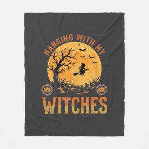 私の魔女たちとハロウィンを楽しむ フリースブランケット