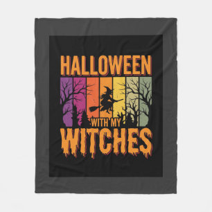 私の魔女たちとハロウィン　レトロな夕日 フリースブランケット