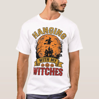 私の魔女たちとハロウィーンのヴィンテージTシャツデザイン Tシャツ
