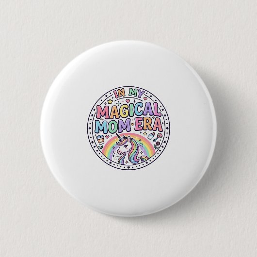 私の魔法のママ時代のユニコーン 面白いTシャツ グラフィック 缶バッジ (正面)