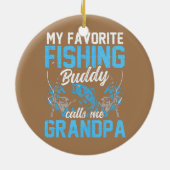 私の魚釣りお気に入りの仲間は、おじいちゃんフィッシャーと呼ぶ セラミックオーナメント (裏面)