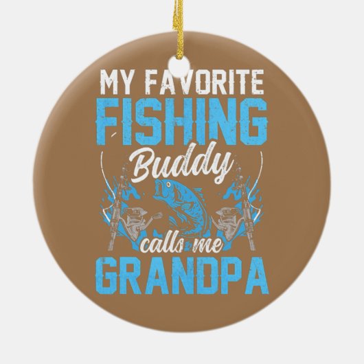 私の魚釣りお気に入りの仲間は、おじいちゃんフィッシャーと呼ぶ セラミックオーナメント (裏面)