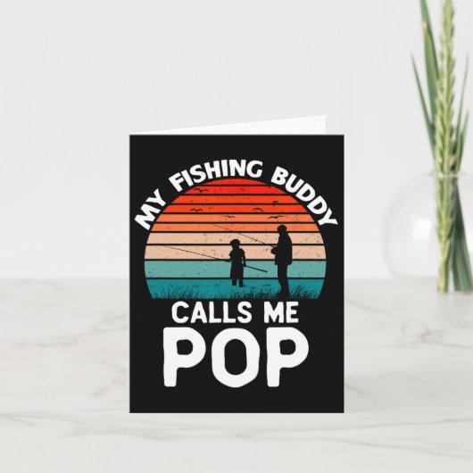 私の魚釣りバディは私にポップ・アートのレトロヴィンテージグランデを呼ぶ カード (正面)