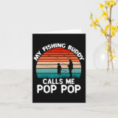 私の魚釣りバディは私を呼ポップ・アートのび出すポップ・アートのヴィンテージおじいちゃん カード (黄色い花)