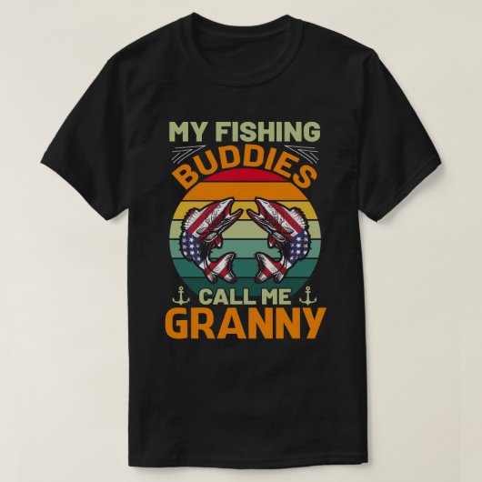 私の魚釣り仲間は私をGRANNYヴィンテージと呼ぶ Tシャツ (デザイン正面)