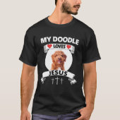 私の黄金のドードルはイエス・キリスト教の家族の犬を愛している Tシャツ (正面)