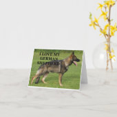 私の黒いジャーマンシェパードが大好き カード (黄色い花)