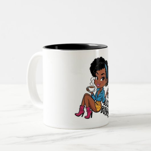 私の黒い仕事に気を付けるだけだ ツートーンマグカップ (正面左)