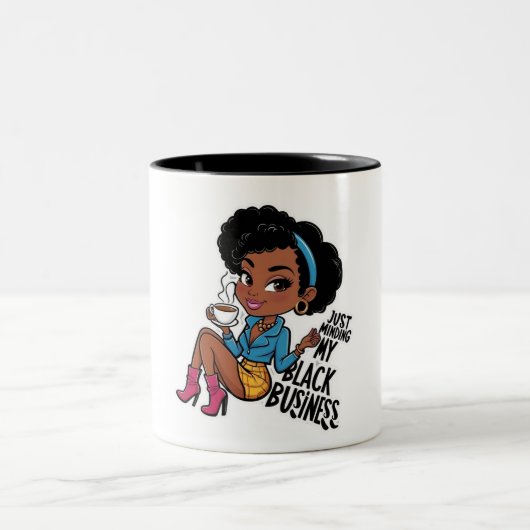 私の黒い仕事に気を付けるだけだ ツートーンマグカップ (中央)