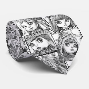 私の黒お気に入りのと白のパッチワーク人形 ネクタイ