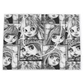 私の黒お気に入りのと白のパッチワーク人形 ラージペーパーバッグ (正面)