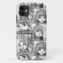 私の黒お気に入りのと白のパッチワーク人形 iPhone 11 ケース