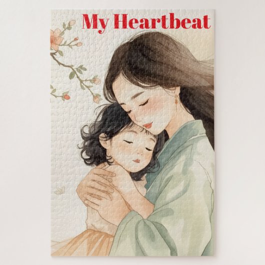 「私の鼓動」母と子の水彩パズル ジグソーパズル (縦)