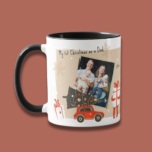 私の1回目のクリスマスはパパ写真の冬の休日 マグカップ