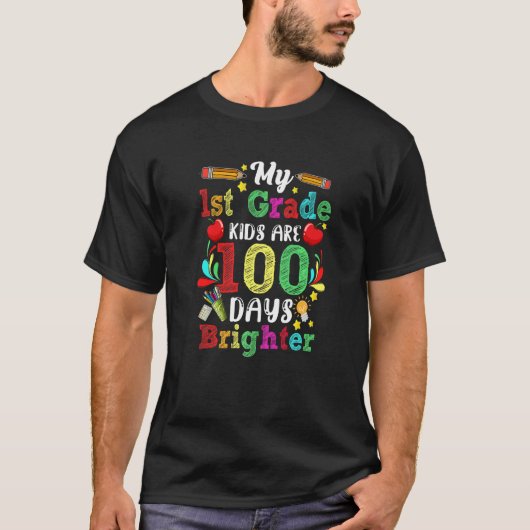 私の1年生の子供たちはティーシュのために明るい100日である Tシャツ (正面)