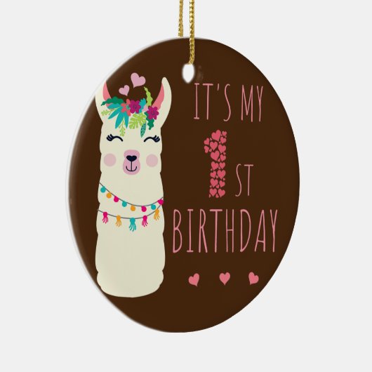 私の1歳の誕生日の1歳の女の子誕生日 セラミックオーナメント (右)