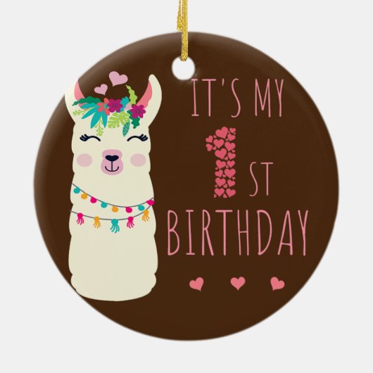 私の1歳の誕生日の1歳の女の子誕生日 セラミックオーナメント (裏面)