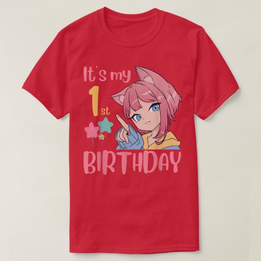 私の1歳の誕生日アニメの誕生日ガール Tシャツ (デザイン正面)
