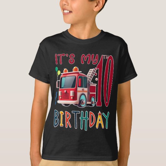 私の10歳の誕生日の男の子の火の戦い子供の火 Tシャツ (正面)