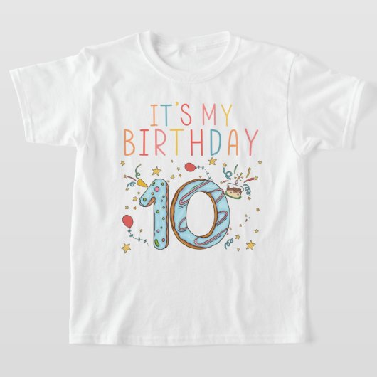 私の10歳の誕生日パーティーのドーナツ女の子の子たち Tシャツ (レイダウン)