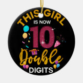 私の10誕生日この女の子は今10歳だ セラミックオーナメント (正面)