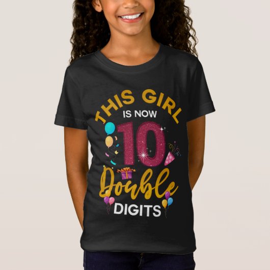 私の10誕生日この女の子は今10歳だ Tシャツ (正面)