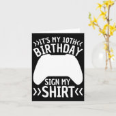 私の10誕生日は私のシャツに署名10歳の男の子が カード (黄色い花)