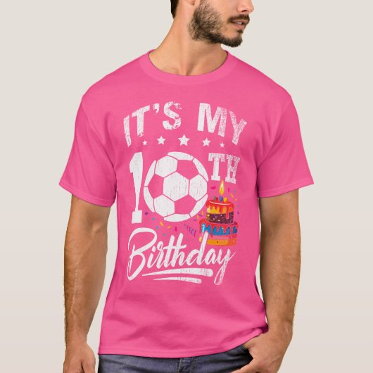 私の10誕生日サッカー選手の10日パーティー Tシャツ (正面)