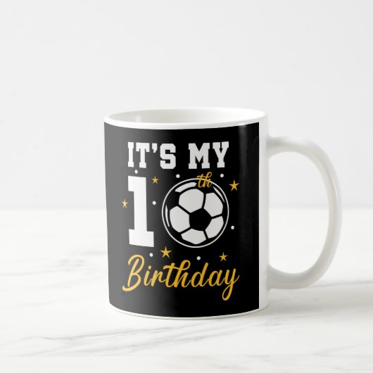 私の10誕生日サッカー10歳 コーヒーマグカップ (右)