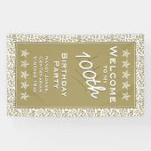 私の100th誕生会への歓迎-金ゴールドか白 横断幕 (横)